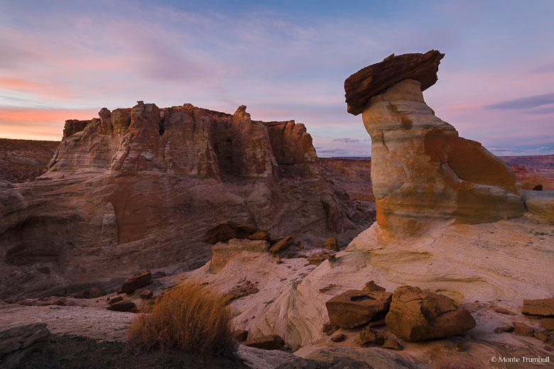 Stud Horse Point basks in a sunset glow outside of Page, Arizona.